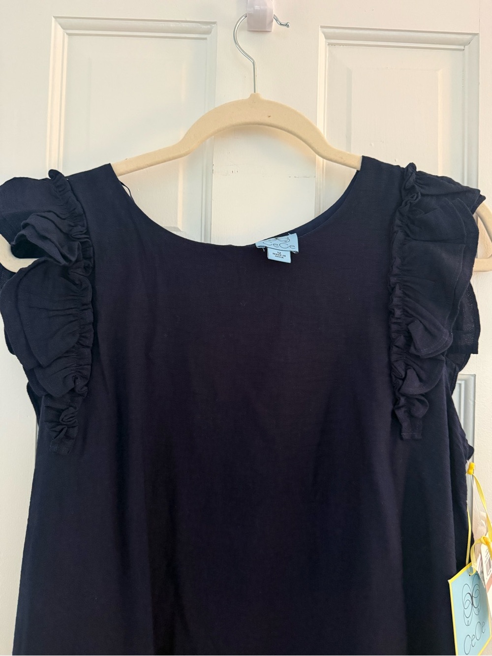 CeCe Navy Ruffle Sleeve Swing Dress - Picture 4 of 5